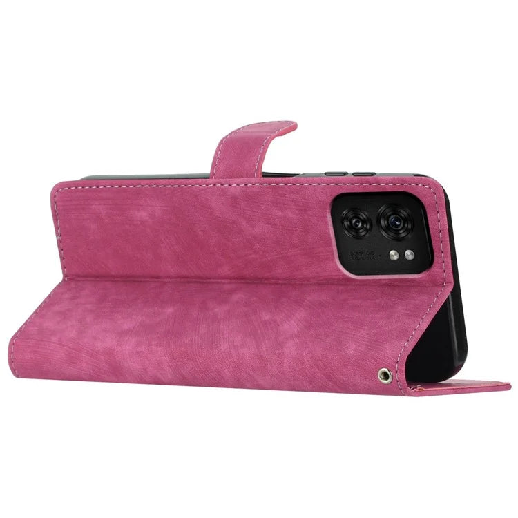 For Motorola Edge 40 5G Case Skin-touch PU Leather+TPU Phone Cover with Hand Strap