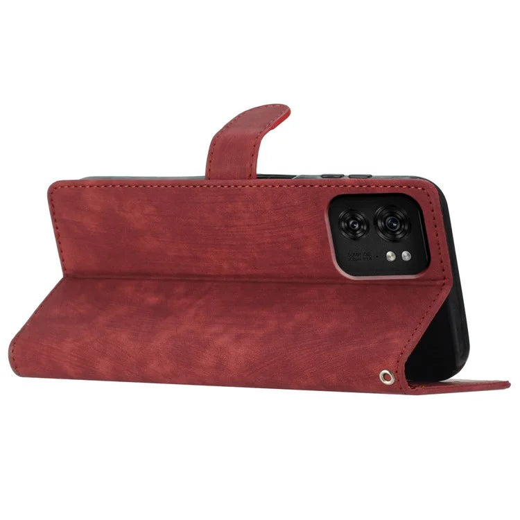 For Motorola Edge 40 5G Case Skin-touch PU Leather+TPU Phone Cover with Hand Strap