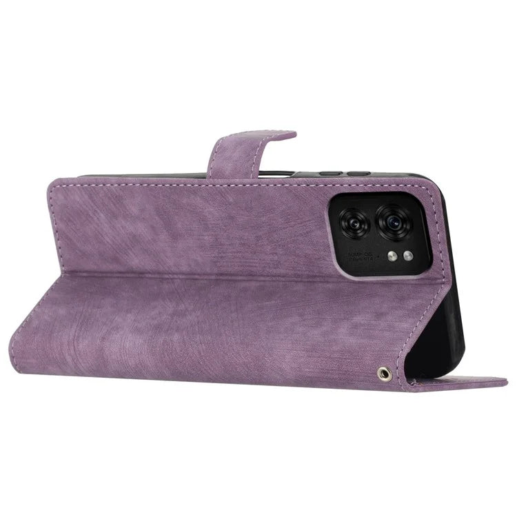 For Motorola Edge 40 5G Case Skin-touch PU Leather+TPU Phone Cover with Hand Strap
