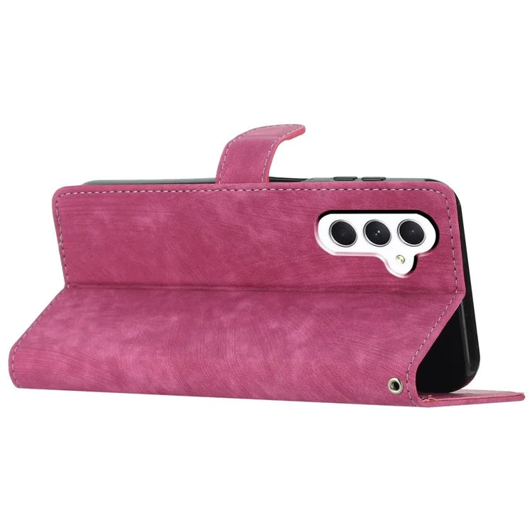 Leather Case for Samsung Galaxy A55 5G Shell Solid Color Stand Wallet Phone Cover