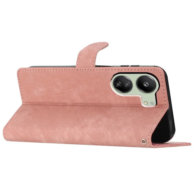 For Xiaomi Redmi 13C 4G / Poco C65 4G Cell Phone Case Skin-touch Leather Flip Stand Cover Gold