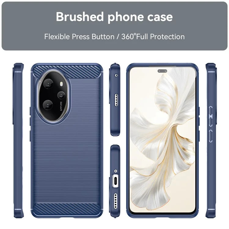 For Honor 100 Pro 5G Case Carbon Fiber Brushed TPU Phone Cover