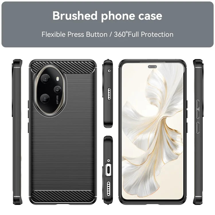 For Honor 100 Pro 5G Case Carbon Fiber Brushed TPU Phone Cover