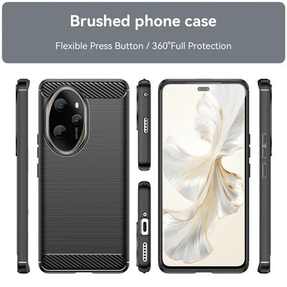For Honor 100 Pro 5G Case Carbon Fiber Brushed TPU Phone Cover
