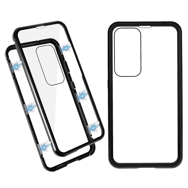 For Samsung Galaxy S24 Magnetic Case Double-Sided Tempered Glass Metal Frame Phone Cover