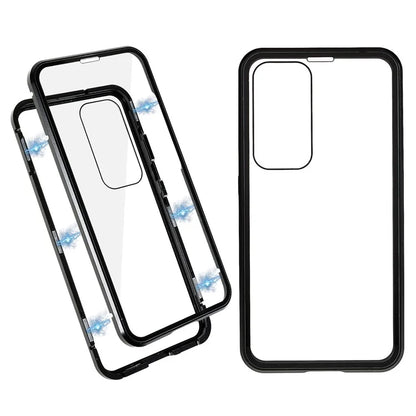 For Samsung Galaxy S24 Magnetic Case Double-Sided Tempered Glass Metal Frame Phone Cover