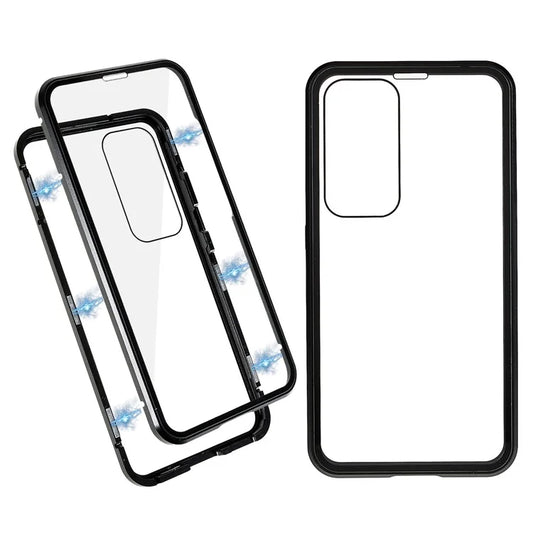 For Samsung Galaxy S24 Magnetic Case Double-Sided Tempered Glass Metal Frame Phone Cover