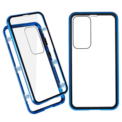For Samsung Galaxy S24 Magnetic Case Double-Sided Tempered Glass Metal Frame Phone Cover