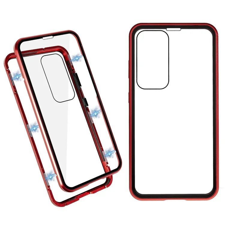For Samsung Galaxy S24 Magnetic Case Double-Sided Tempered Glass Metal Frame Phone Cover