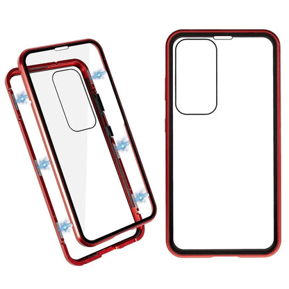For Samsung Galaxy S24 Magnetic Case Double-Sided Tempered Glass Metal Frame Phone Cover