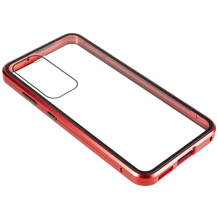 For Samsung Galaxy S24 Magnetic Case Double-Sided Tempered Glass Metal Frame Phone Cover