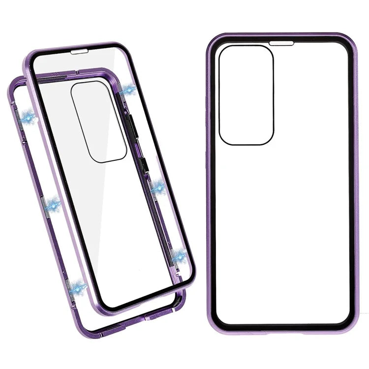For Samsung Galaxy S24 Magnetic Case Double-Sided Tempered Glass Metal Frame Phone Cover