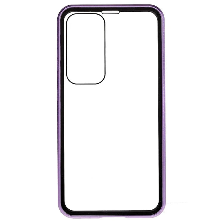 For Samsung Galaxy S24 Magnetic Case Double-Sided Tempered Glass Metal Frame Phone Cover