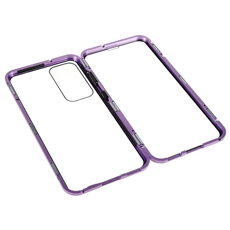 For Samsung Galaxy S24 Magnetic Case Double-Sided Tempered Glass Metal Frame Phone Cover