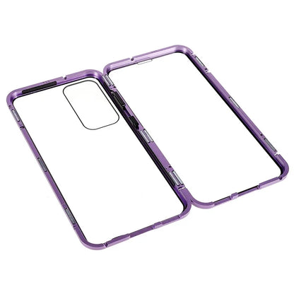 For Samsung Galaxy S24 Magnetic Case Double-Sided Tempered Glass Metal Frame Phone Cover
