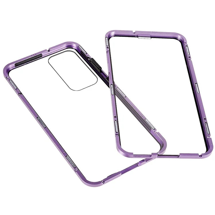For Samsung Galaxy S24 Magnetic Case Double-Sided Tempered Glass Metal Frame Phone Cover