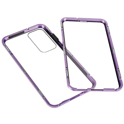For Samsung Galaxy S24 Magnetic Case Double-Sided Tempered Glass Metal Frame Phone Cover