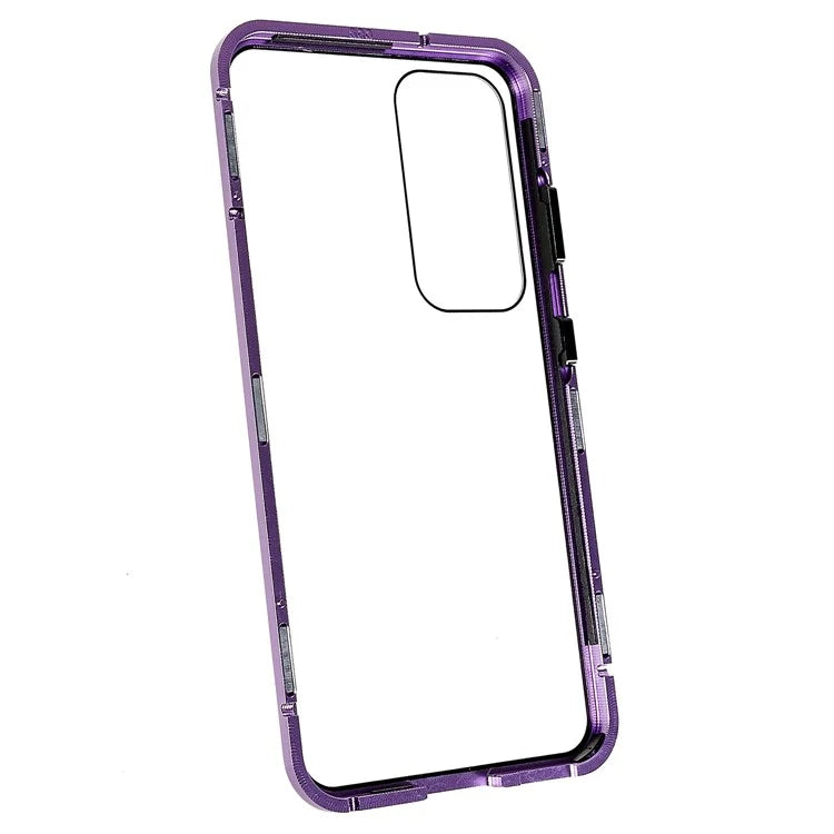 For Samsung Galaxy S24 Magnetic Case Double-Sided Tempered Glass Metal Frame Phone Cover