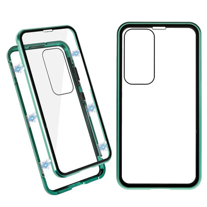 For Samsung Galaxy S24 Magnetic Case Double-Sided Tempered Glass Metal Frame Phone Cover