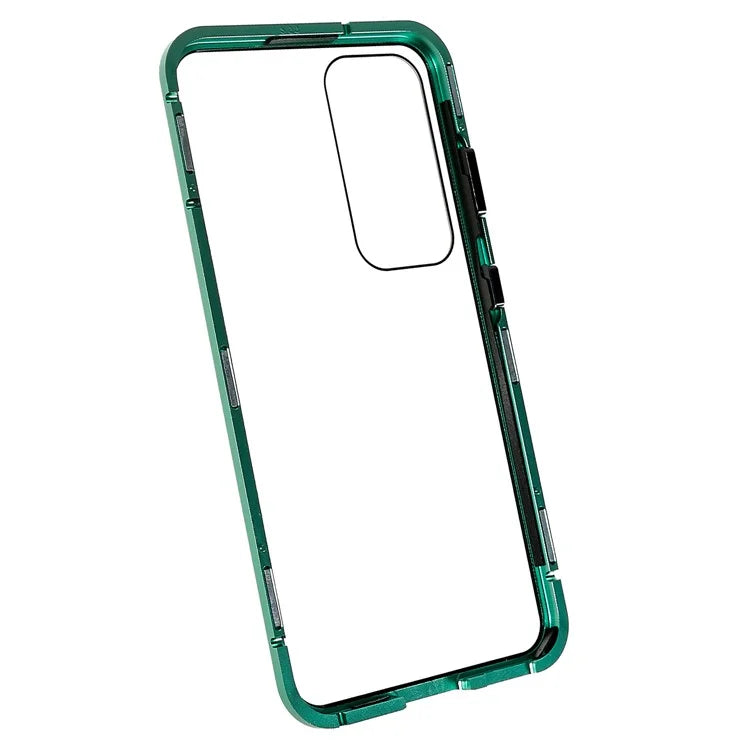 For Samsung Galaxy S24 Magnetic Case Double-Sided Tempered Glass Metal Frame Phone Cover
