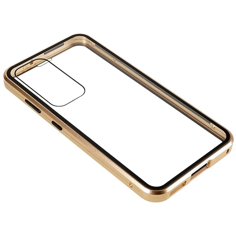 For Samsung Galaxy S24 Magnetic Case Double-Sided Tempered Glass Metal Frame Phone Cover