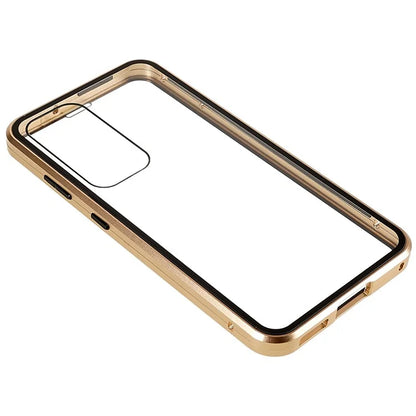 For Samsung Galaxy S24 Magnetic Case Double-Sided Tempered Glass Metal Frame Phone Cover