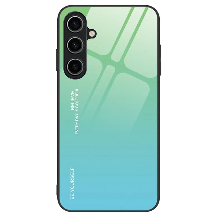 For Samsung Galaxy A55 5G Cell Phone Case Gradient Color TPU+PC+Tempered Glass Back Shell