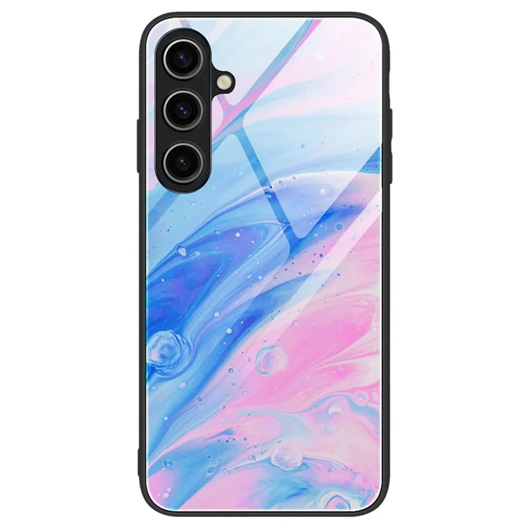 For Samsung Galaxy A55 5G Case Marble Painted TPU+PC+Tempered Glass Protective Cover