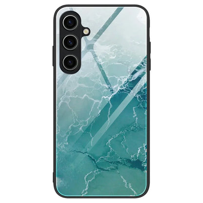 For Samsung Galaxy A55 5G Case Marble Painted TPU+PC+Tempered Glass Protective Cover