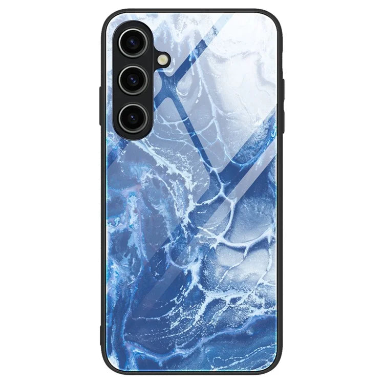 For Samsung Galaxy A55 5G Case Marble Painted TPU+PC+Tempered Glass Protective Cover
