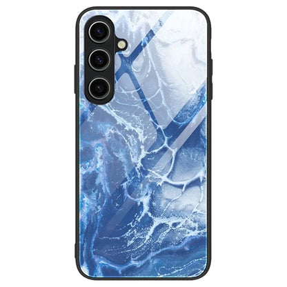 For Samsung Galaxy A55 5G Case Marble Painted TPU+PC+Tempered Glass Protective Cover