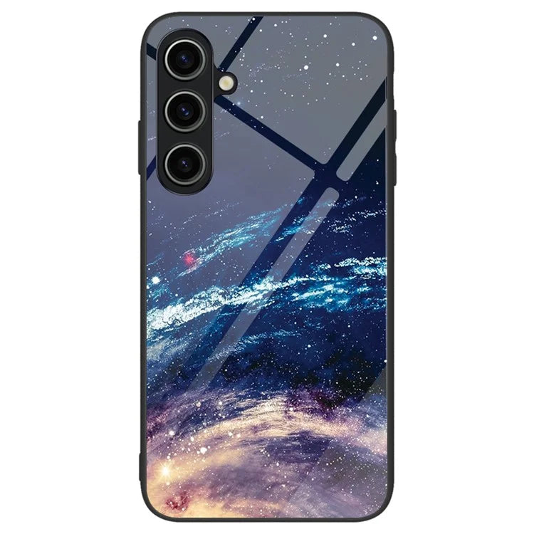 For Samsung Galaxy A55 5G Cell Phone Case Drop-proof TPU+PC+Tempered Glass Printed Pattern Cover