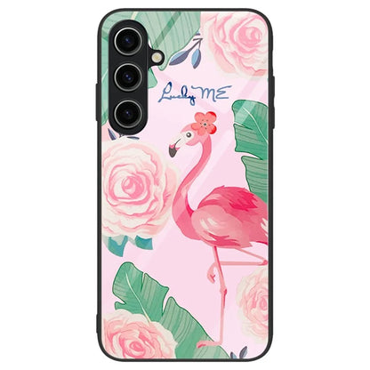 For Samsung Galaxy A55 5G Cell Phone Case Drop-proof TPU+PC+Tempered Glass Printed Pattern Cover