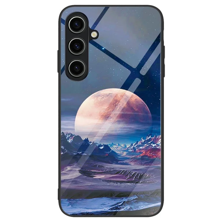 For Samsung Galaxy A55 5G Cell Phone Case Drop-proof TPU+PC+Tempered Glass Printed Pattern Cover