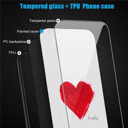 For Samsung Galaxy A55 5G Cell Phone Case Drop-proof TPU+PC+Tempered Glass Printed Pattern Cover