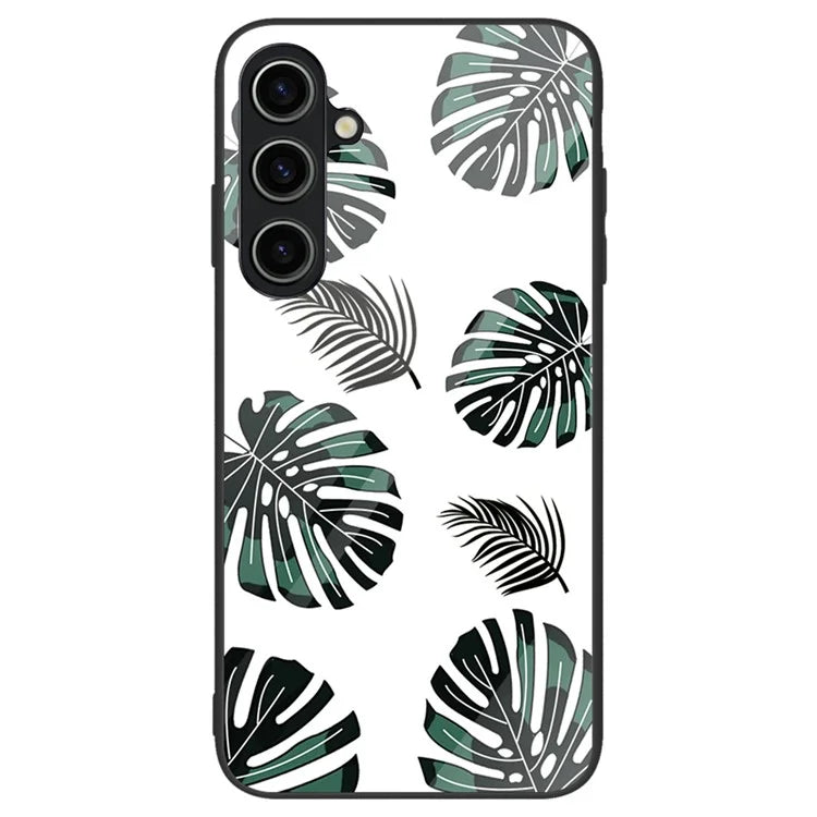 For Samsung Galaxy A55 5G Cell Phone Case Drop-proof TPU+PC+Tempered Glass Printed Pattern Cover