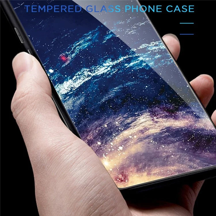 For Samsung Galaxy A55 5G Cell Phone Case Drop-proof TPU+PC+Tempered Glass Printed Pattern Cover