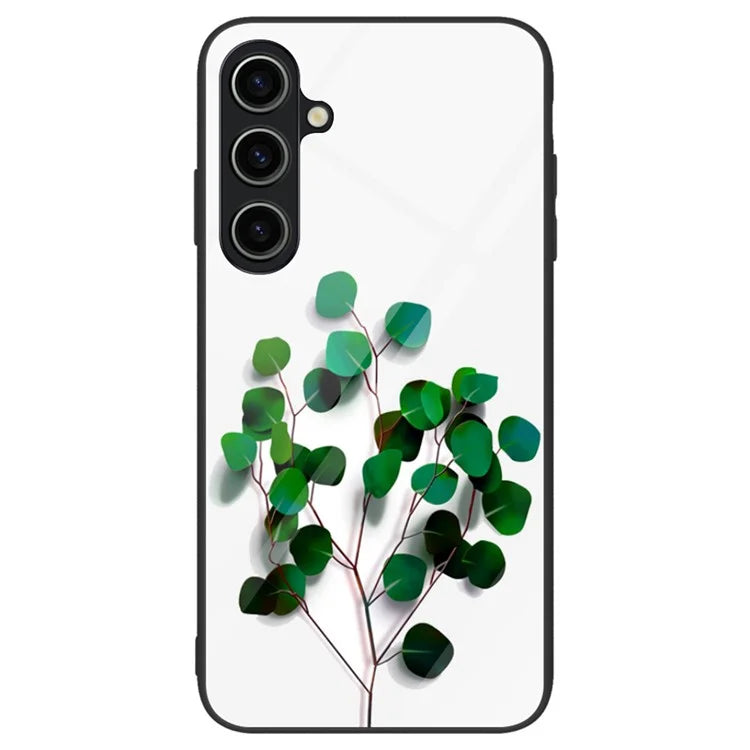 For Samsung Galaxy A55 5G Cell Phone Case Drop-proof TPU+PC+Tempered Glass Printed Pattern Cover