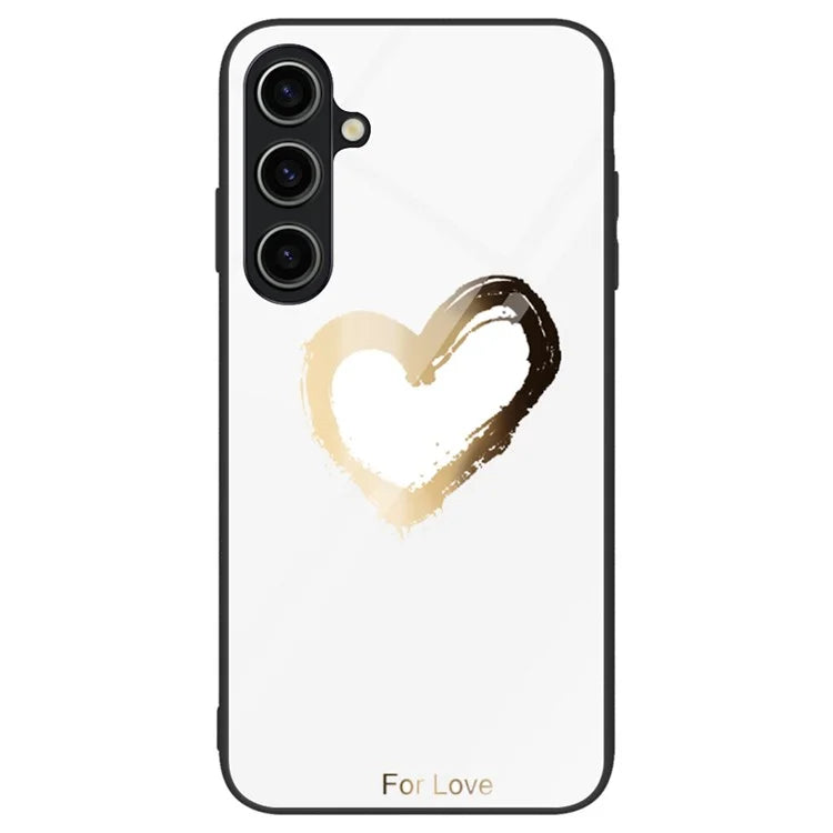 For Samsung Galaxy A55 5G Cell Phone Case Drop-proof TPU+PC+Tempered Glass Printed Pattern Cover