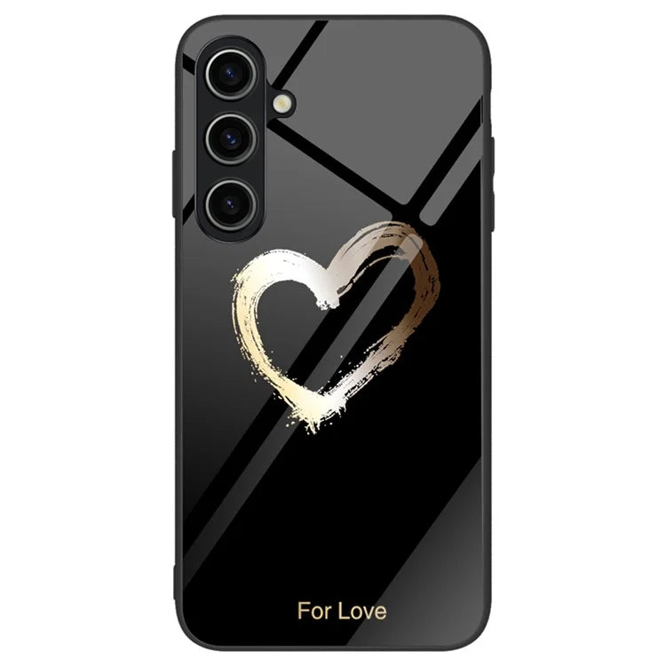 For Samsung Galaxy A55 5G Cell Phone Case Drop-proof TPU+PC+Tempered Glass Printed Pattern Cover