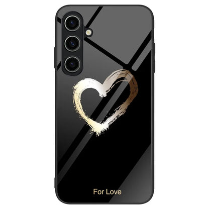 For Samsung Galaxy A55 5G Cell Phone Case Drop-proof TPU+PC+Tempered Glass Printed Pattern Cover
