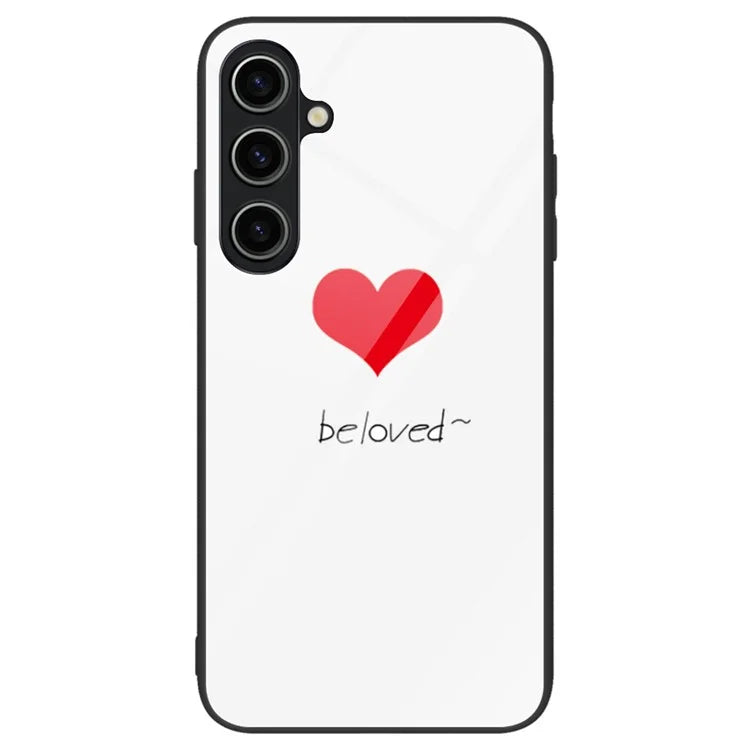 For Samsung Galaxy A55 5G Cell Phone Case Drop-proof TPU+PC+Tempered Glass Printed Pattern Cover