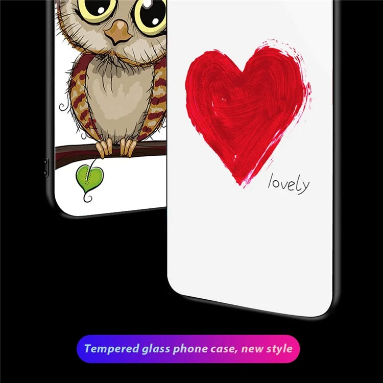 For Samsung Galaxy A55 5G Cell Phone Case Drop-proof TPU+PC+Tempered Glass Printed Pattern Cover