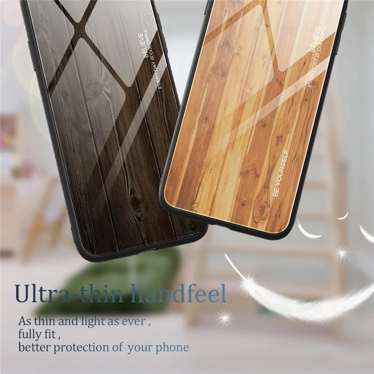 For Samsung Galaxy A55 5G Case Wood Texture Tempered Glass+TPU Protective Cover