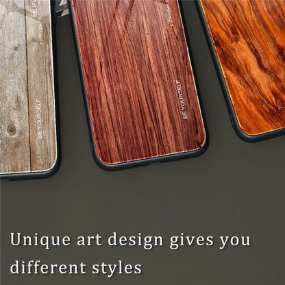 For Samsung Galaxy A55 5G Case Wood Texture Tempered Glass+TPU Protective Cover