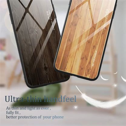 For Samsung Galaxy A55 5G Case Wood Texture Tempered Glass+TPU Protective Cover