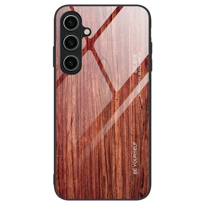 For Samsung Galaxy A55 5G Case Wood Texture Tempered Glass+TPU Protective Cover