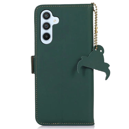 For Samsung Galaxy A55 5G Case Wallet Genuine Cow Leather RFID Blocking Protective Cover