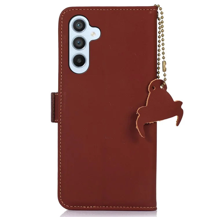 For Samsung Galaxy A55 5G Case Wallet Genuine Cow Leather RFID Blocking Protective Cover