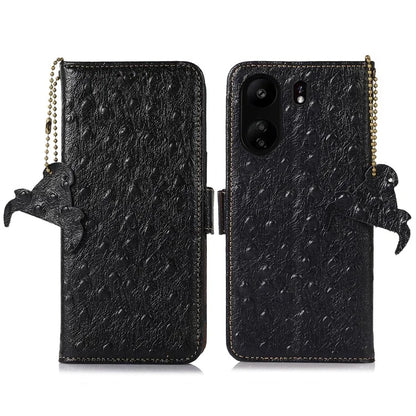 For Xiaomi Poco C65 4G / Redmi 13C Case Genuine Cow Leather Ostrich Texture Phone Cover